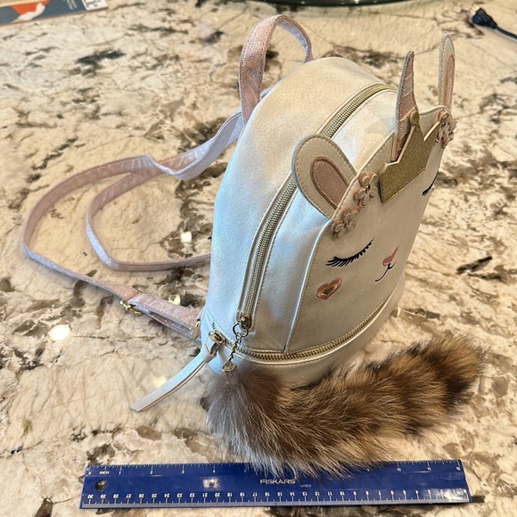 Under one sky unicorn backpack with raccoon tail (faux) - Picture 4 of 9